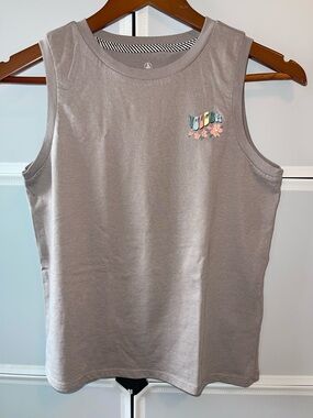 Volcom Gray Tank Top with Pastel Logo and Floral Accent